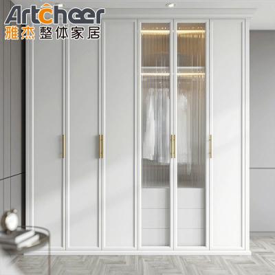 China Schulmelamine Holz Walk-In Weiß Schiebetür Schrank mit offenem Design zu verkaufen