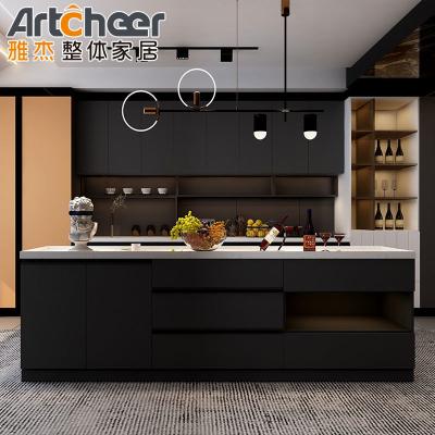 China Modern Acrylic Kitchen Cabinet With Island Cabinet For South Africa Villa Open Style for sale