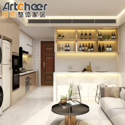 Chine Customized Wood Veneer Kitchen Cabinet Furniture with Island Durable and Modern Design à vendre