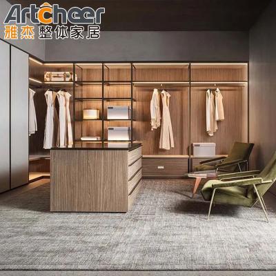 Chine Meubles de chambre à coucher Style de design moderne Cadre en aluminium Étagère en verre Couvercle pour garde-robe à vendre