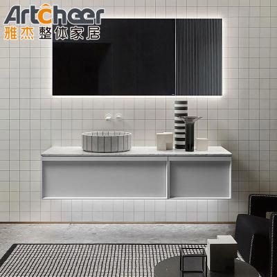 China Cuarto de Baño Vanity Set de 42 pulgadas Cuarto de estar de baño moderno de fregadero único Armario flotante montado en pared en venta