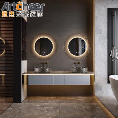 China Luxury Commercial Double Sink Bathroom Vanity Furniture for Modern Stylish Bathroom for sale