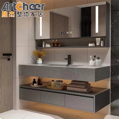 China Kitchen Cabinet and Modern Wood Double Sink Bathroom Vanities with Waterproof Basin for sale