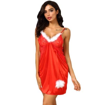 China Other New Fun Underwear Christmas Dress, Women's Gauze Transparent Sling Nightdress, Christmas Girl Sexy Dress for sale