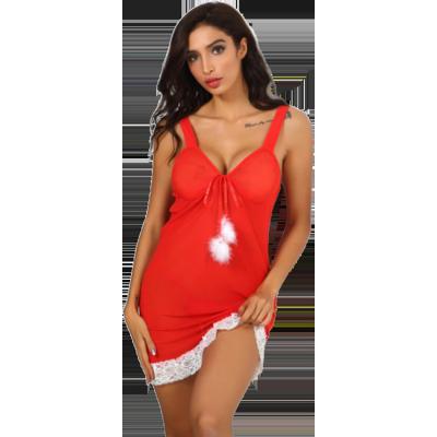 China Others Factory Direct Selling Christmas Women Sexy Suspender Nightgown Thong Transparent Pajamas for sale