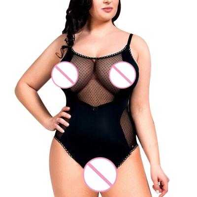 China Other New Sexy Erotic Glamorous Plus Size Lace Dress See Through Underwear With Jumpsuits Set For Women Lingerie for sale