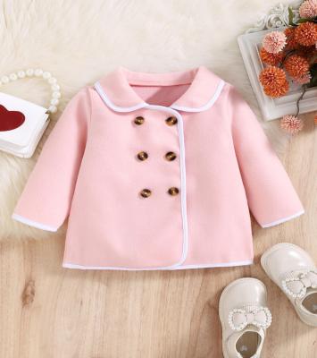 China Breathable Toddler Baby Girl Fall Winter Jacket Coats Contrast Edge Double Breasted Suit Coat Outfit for sale