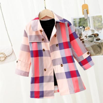 China Breathable New Fashion Kids Girls Clothing Plaid Double Breasted Coat Girls Trench Coat Girls Jackets for sale