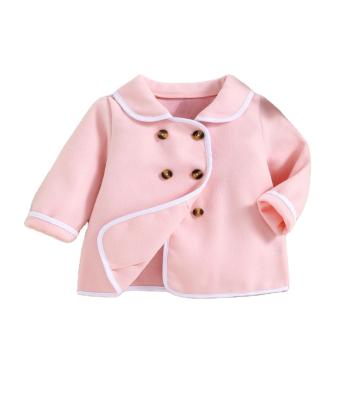 China Breathable Dropship Toddler Baby Little Girl Pink Coat Contrast Edge Double Breasted Jacket Coat for sale