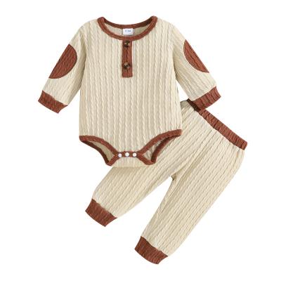 China Breathable Baby Girl Fall Clothes Color Block Romper Pants Cute Infant Outfits Cotton Newborn Baby Clothes For Boys for sale