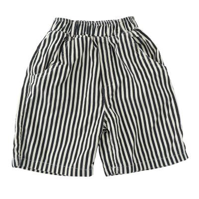 China Breathable Hot Sale Boy Cotton Shorts Blank Elastic Waist Casual Stripe Print Boys Shorts For Kids for sale