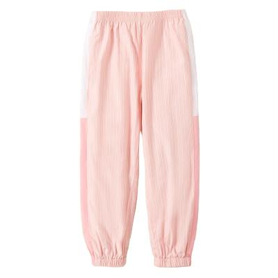 China Breathable new stylish girls pants&trousers color block stripe elastic waist leisure pink girls pants for sale