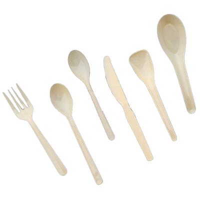 China Disposable ; Viable High Quality Cutlery Set New Food Grade PS Apricot Ice Cream Knife Disposable Rubber Spoon Fork Takeout Restaurant for sale