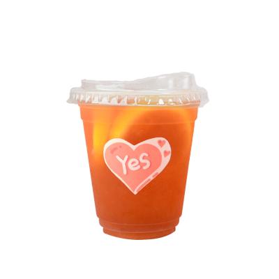 China Logo Printed Disposable Cold Hot Cups Disposable Custom Plastic Cup Single Wall PP Lid Clear Disposable Plastic Mug Dessert Drinkware for sale