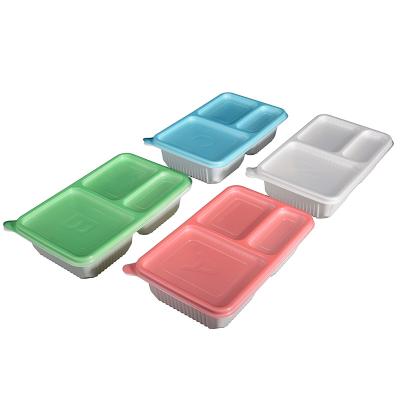 China Disposable Free Sample Disposable Food Grade PP Plastic Square Multiple Compartment Lunch Box High Temperature Resistance for sale