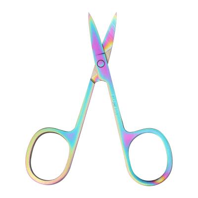 China Beautiful Colorful Titanium Scissors Right Handed Cosmetic Tools Small Scissors for sale