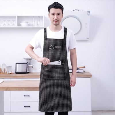 China Eco-friendly Waterproof Extended Fat Cotton Apron Household Cooking Fabric Soft and Dirty Resistant aprons with Zipper Large Pocket for sale