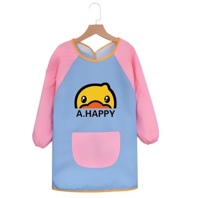 China Eco-friendly Waterproof Children Waterproof Artist Painting Aprons Kids Art Smock Apron With Sleeve Pocket for Artist for sale