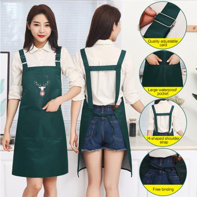 China Eco-friendly Waterproof Household Kitchen Work Apron Restaurant Cooking Chef Custom Printed Logo Sleeveless Apron for sale