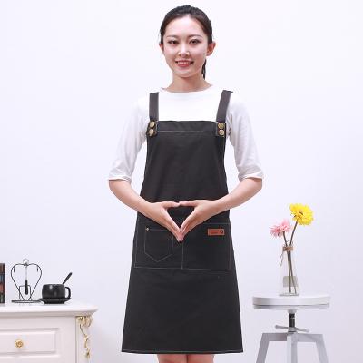 China Drink/Food Factory custom logo printed black waterproof polyester 100% organic cotton  kitchen canvas chef cooking aprons for sale