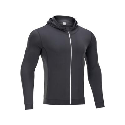 China Wholesale Breathable Fitness Clothing Men Zipper Workout Wear Breathable Polyester Full & Spandex Gym Outdoor Running Jacket for sale