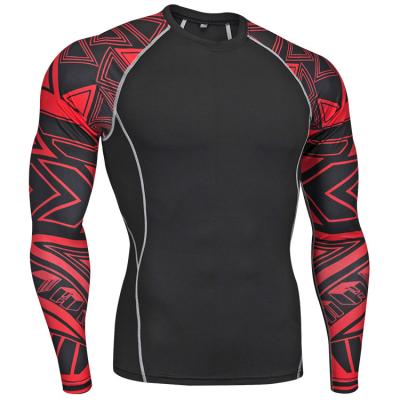 China OEM Gym T-Shirt Antibacterial Custom Long Sleeve Quick Dry Men's Rash Guard Compression Shirts for sale