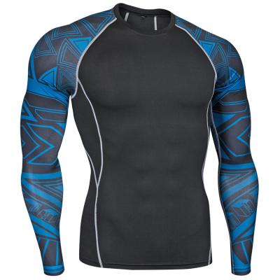 China Custom Empty Long Sleeve Gym Training Antibacterial Compression Sportswear Antibacterial Running Tights Men's Empty Rash Guard for sale