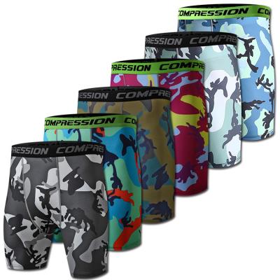 China Antibacterial Men Camouflage Base Layer Under Short Pants Running Tight Pants Compression Quick Dry Shorts for sale