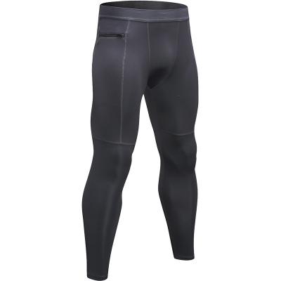 China Antibacterial Mens Running Tights Cool Dry Pants Baselayer Pantyhose Gaiters With Zipper Pockets for sale