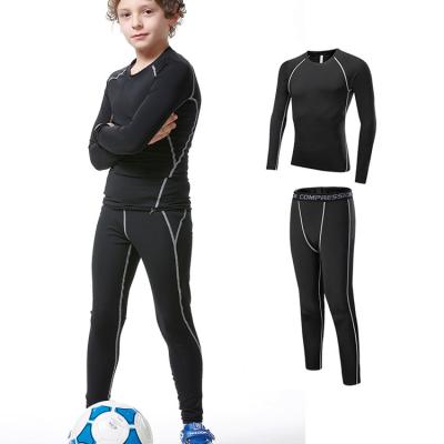 China Wholesale Kids Antibacterial Long Sleeves Tight Tracksuit Compression Football Under Running Base Layer Gaiters Gym Clothing for sale