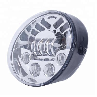 China aluminum housing & Black Motorcycle Head Lights Chrome PC Lens 7