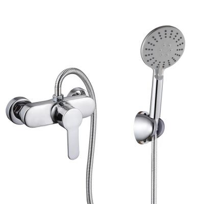 China Factory Wholesale Cheap Single Shower Spout Handheld Bathroom Without Sliding Bar Shower Set Brass Faucet Hot And Cold Water Mixer for sale