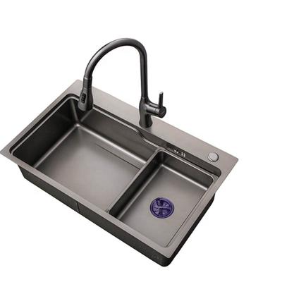 China Gray Single Tank Faucet 2023 304 Stainless Steel Kitchen Sink Household Kitchen Sink Table Top Control Drainage Amazone Single Tank Without for sale