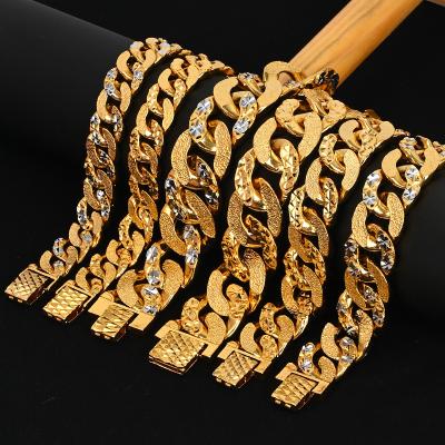 China Fitted safety tail chain china factory bracelet soli copper real 18k gold plated handmade bracelet for women for sale