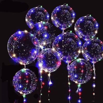 China ALL Party 10 Pack LED Light Up Bobo 20Inch Clear Space Helium Balloons Glow Bubble With String Lights For Christmas Wedding Birthday Party Decor for sale