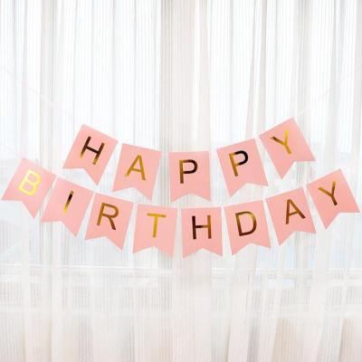 China BABY Party Happy Birthday Banner Birthday Party Decoration Banner Gold Letters Hanging Garland Photo Props Bunting Garland for sale