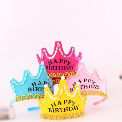 China New ROUND Luminous Crown Hat With Music Festival Party Hat Fur Ball Decoration Happy Birthday Top Hat for sale