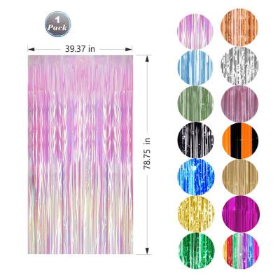 China 1*2m Decoration Party Decoration Photo Backdrop Tinsel Metallic Fringe Foil Curtain PET Rain Backdrop for sale