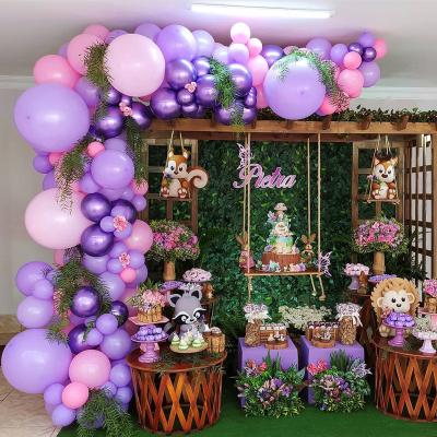 China Gift Toy Balloon Chain Package Purple Latex Balloon Set Birthday Wedding Room Party Decoration for sale