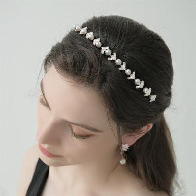 China Pearl+Rhinestone+Alloy Luxury Pearl Rhinestone+Alloy Pearl Rhinestone Headband Bridal Hair Accessories Thin Wedding Soft Headband For Women Girl Feast Photo Studio Birthday for sale