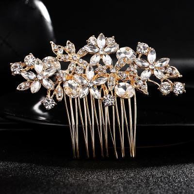 China Luxury Rhinestone+Alloy Alloy Rhinestone Flower Hair Comb Wedding Bride Hair Accessories For Women Girl Headwear Baroque Feast Party Photo Studio for sale