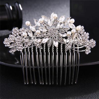 China Luxury Rhinestone+Alloy+Pearl Alloy Rhinestone Pearl Hair Comb Wedding Bride Hair Accessories For Women Girl Headwear Baroque Feast Party Photo Studio for sale