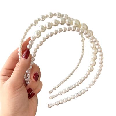 China Sweet Pearl Headband Fascia Simple Capelli Pearl Headband Hair Accessories Korean Handmade Wedding Bride Headband For Women Girl Gift Dropshipping for sale