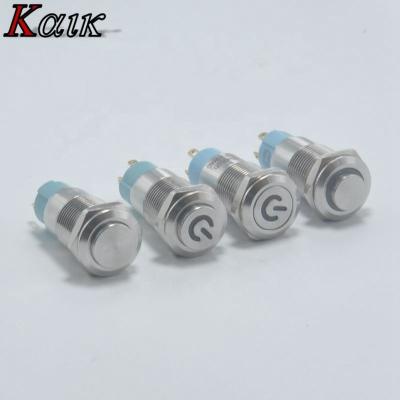 China Stainless Steel Stainless Steel 12mm Mini Push Button Latching On Off Switches for sale