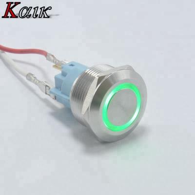 China Stainless Steel Metal 22mm Double Color LED Ring Illuminated Waterproof Push Button Switch 24V for sale