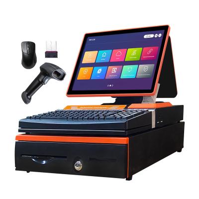 China SDK Factory Price 15 Inch Duel Screen POS Machine All In One POS System With Electronic Cash Register Printer for sale