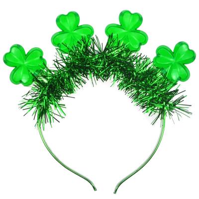 China St Patrick's Day Shamrock Shamrock St Patrick's Day Light Headband St Patrick's Day Clover Decoration Light Costume Accessories Flashing Tinsel Headband for sale