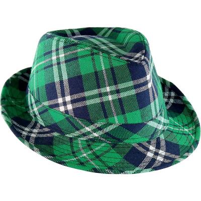 China Leprechaun Green Plaid Hat Festival Cloth St Patrick's Day Costume Accessories Irish Shamrock Beret and Bow Tie for sale