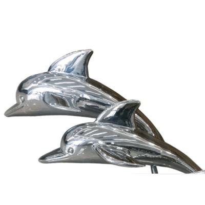 China Modern Large Size Europe Landmark Buildings Metal Stainless Steel Dolphin Statue for sale