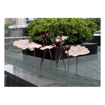 China In Europe Large City Sculpture Of Abstract Beautiful Lotus Leaf Flower Stainless Steel Morden Decorative Flowers for sale